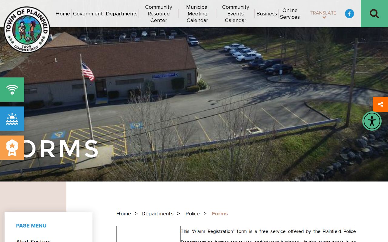 Plainfield Police forms for arrest records and booking photograph requests